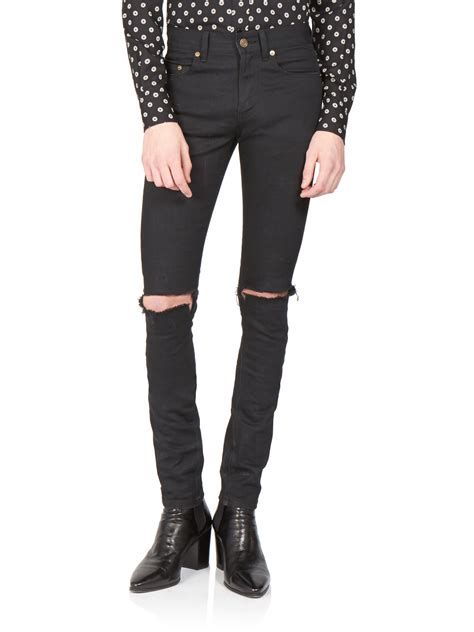 ysl black denim jeans|saint laurent distressed jeans.